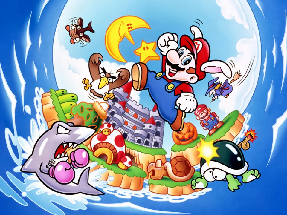 Backdrop artwork for Super Mario Land 2: 6 Golden Coins
