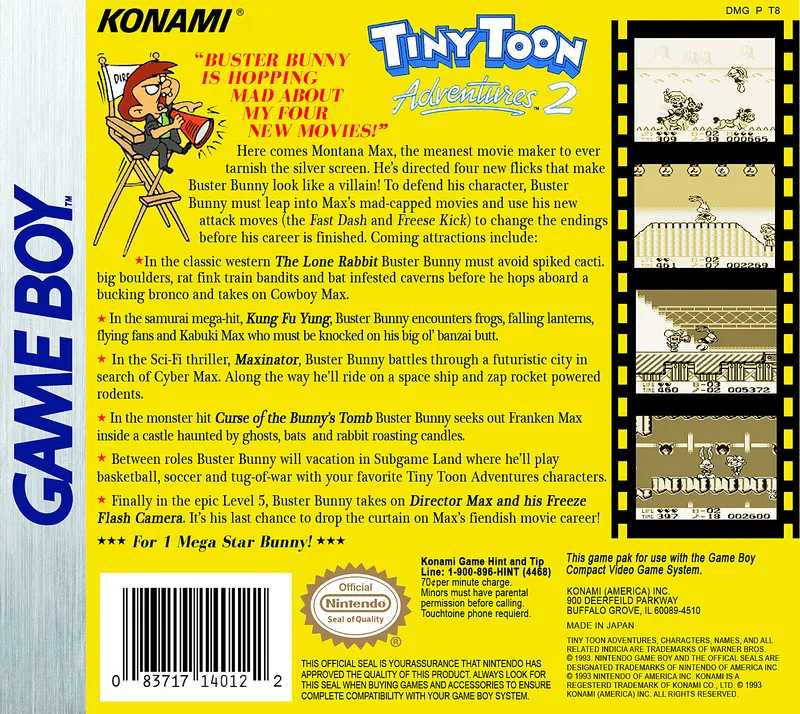 Tiny Toon Adventures 2: Montana's Movie Madness box back