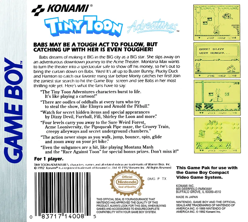 Tiny Toon Adventures: Babs' Big Break box back