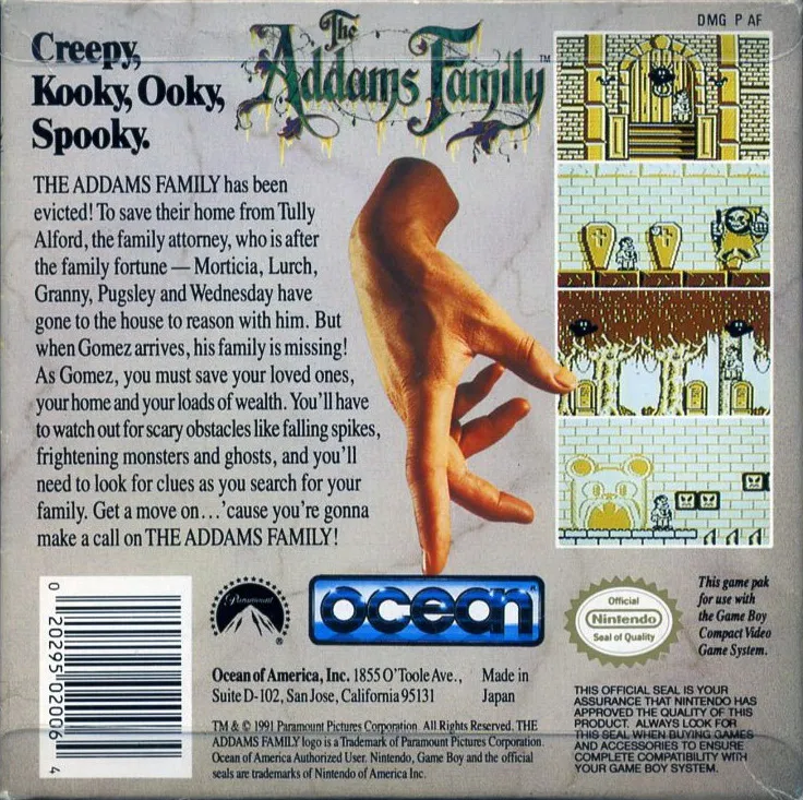 The Addams Family box back