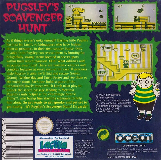 The Addams Family: Pugsley's Scavenger Hunt box back