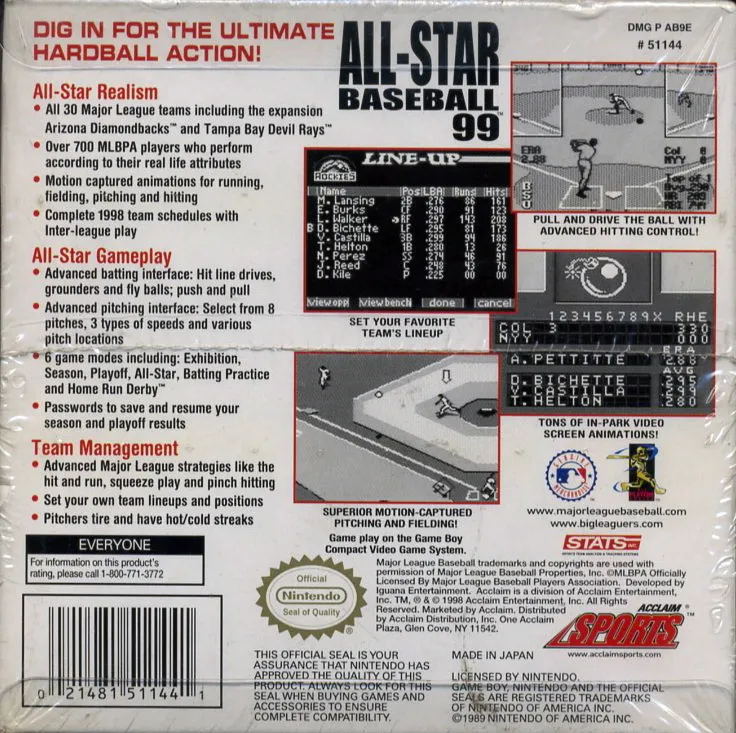 All-Star Baseball '99 box back
