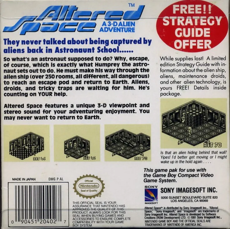 Altered Space: A 3-D Alien Adventure box back