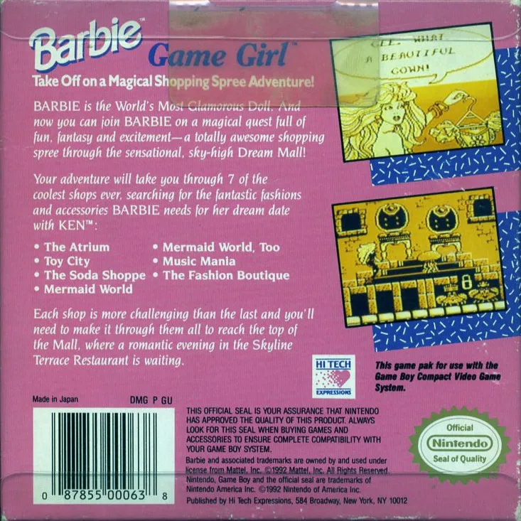 Barbie: Game Girl box back