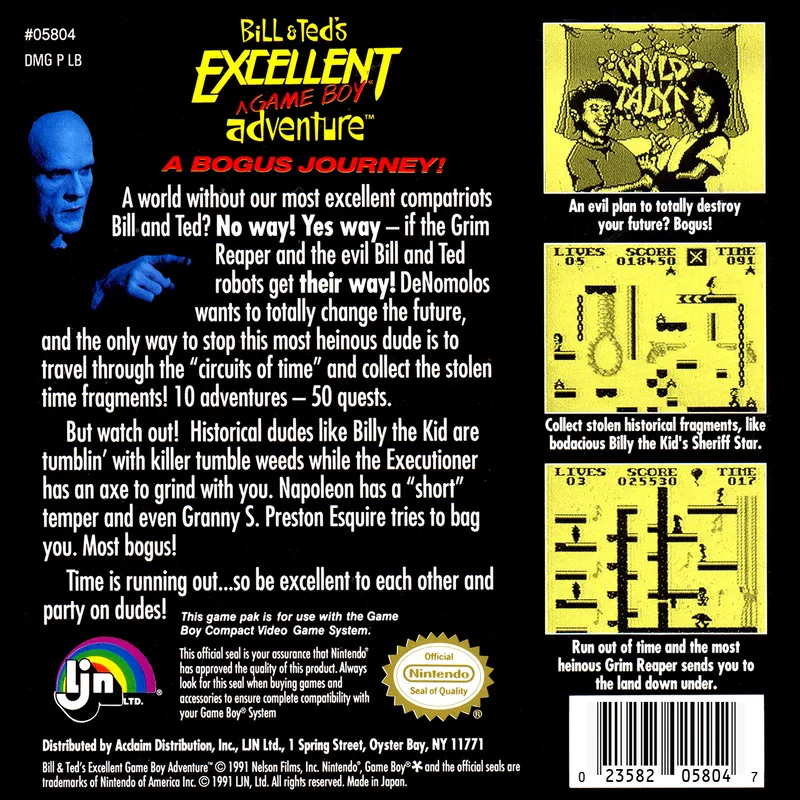 Bill & Ted's Excellent Game Boy Adventure box back