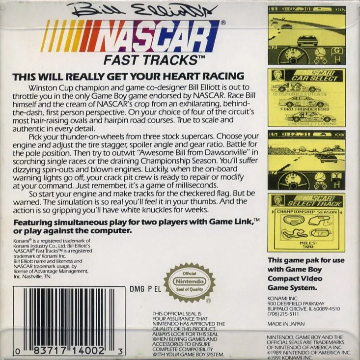 Bill Elliott's NASCAR Fast Tracks box back