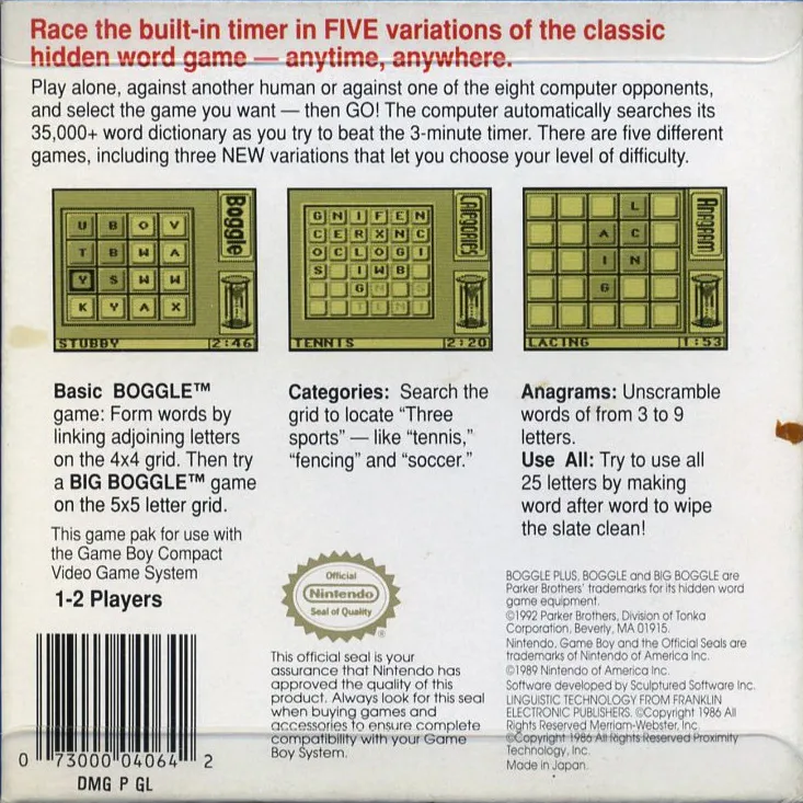 Boggle Plus box back