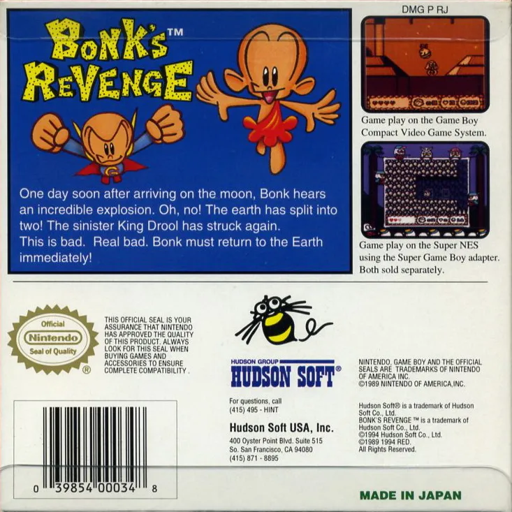 Bonk's Revenge box back