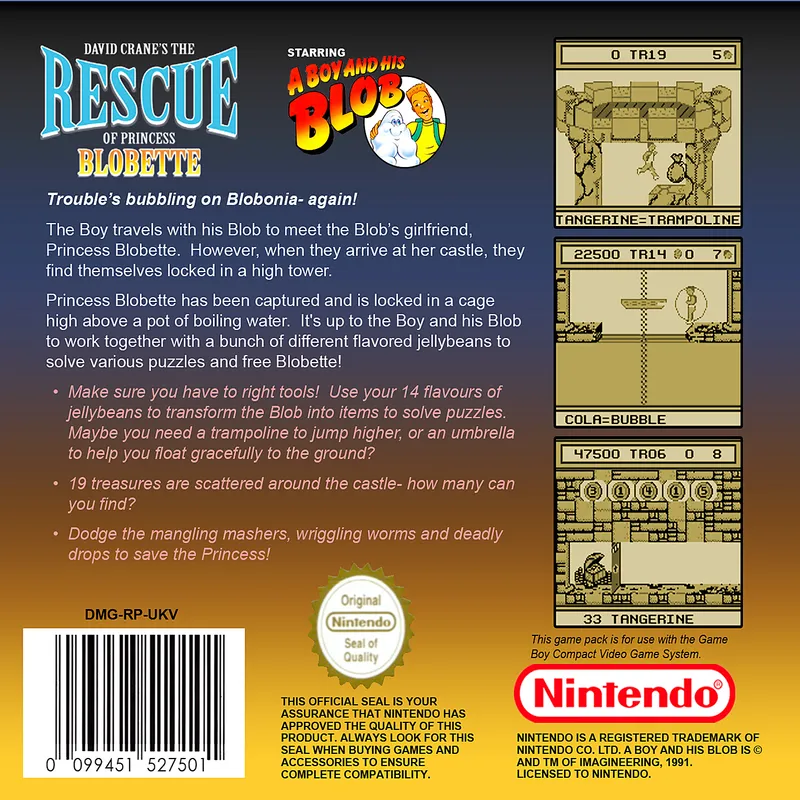 David Crane's The Rescue of Princess Blobette Starring A Boy and his Blob box back