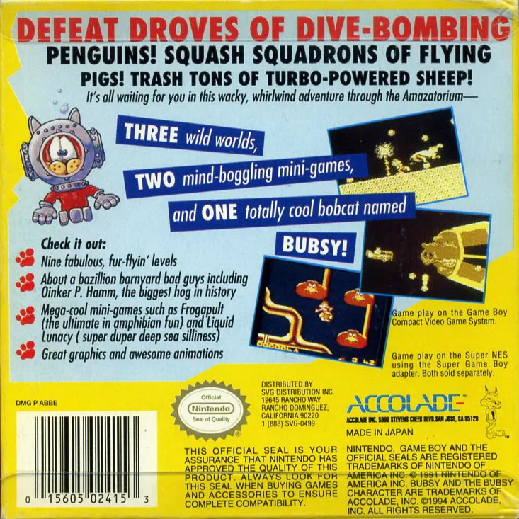 Bubsy II box back