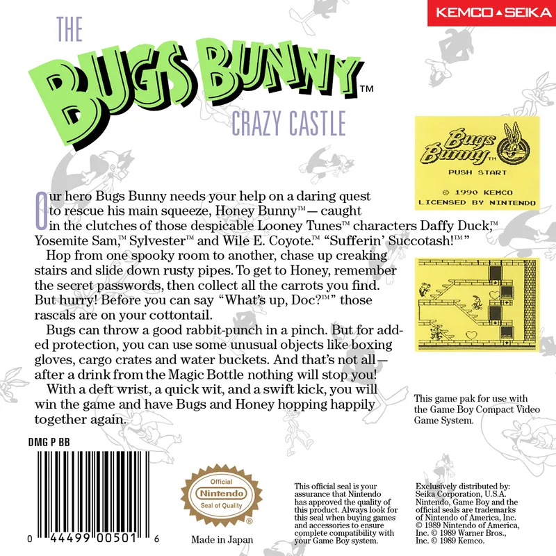 The Bugs Bunny Crazy Castle box back
