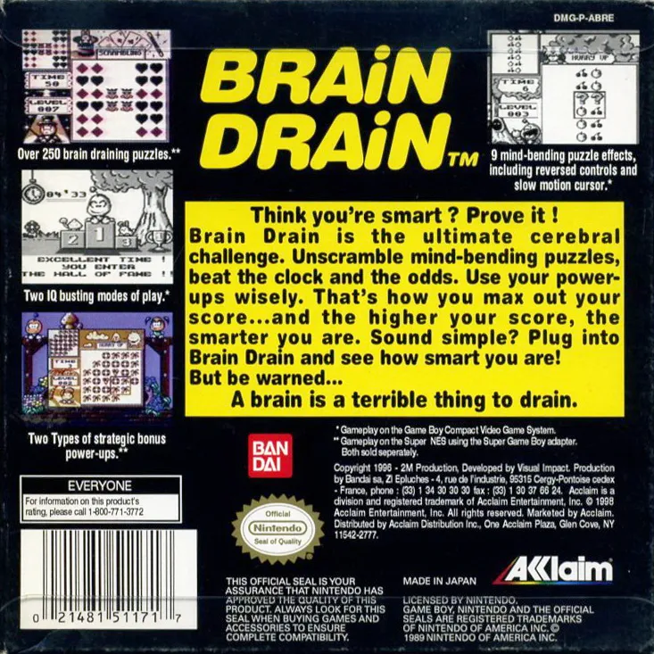 Brain Drain box back