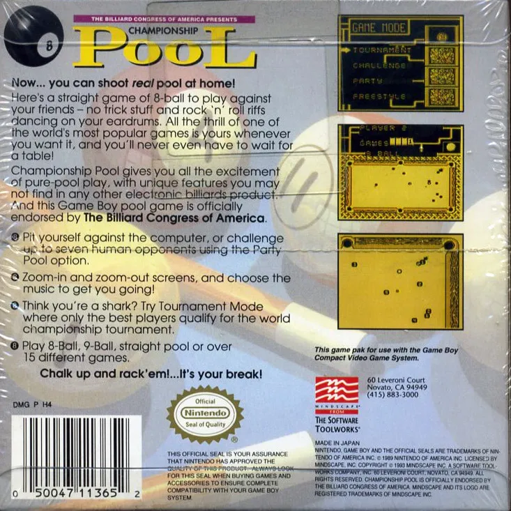 Championship Pool box back