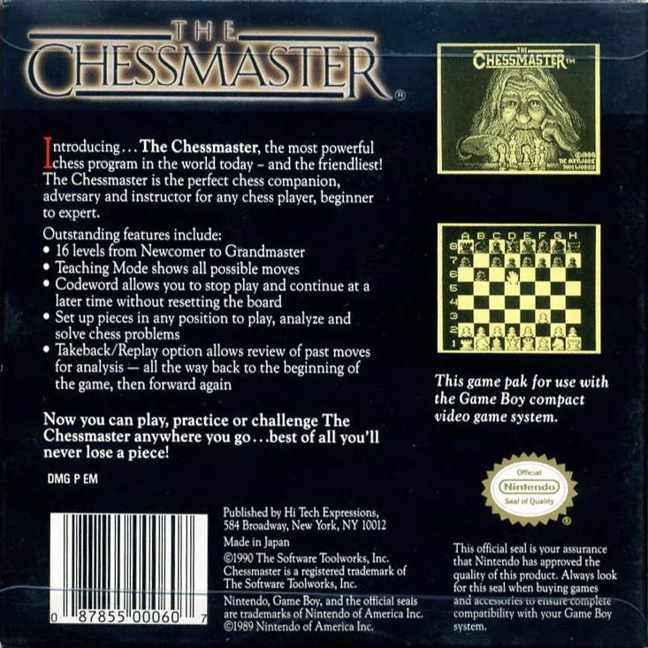 The Chessmaster box back