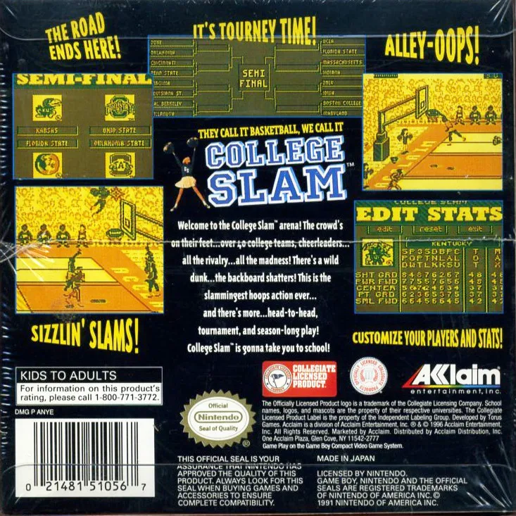 College Slam box back