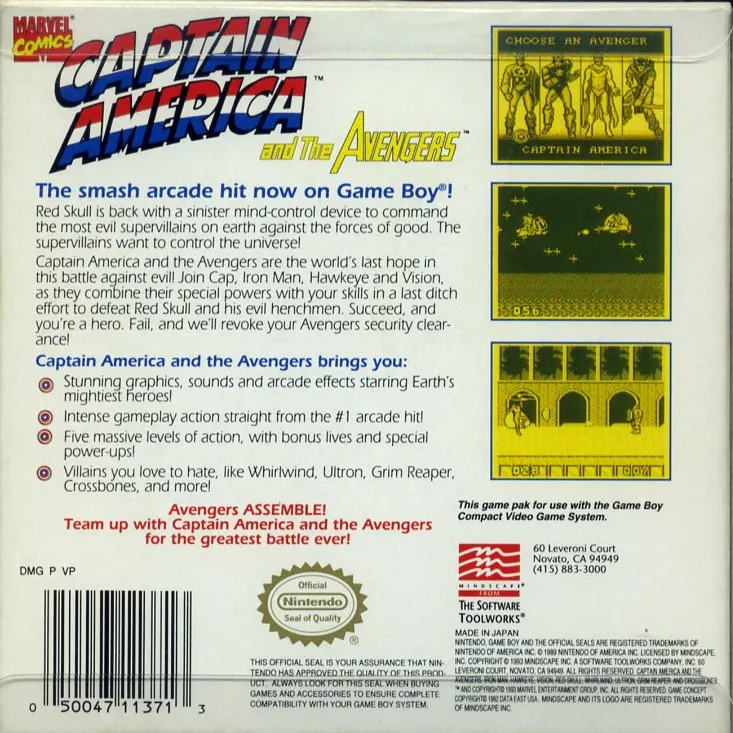 Captain America and the Avengers box back