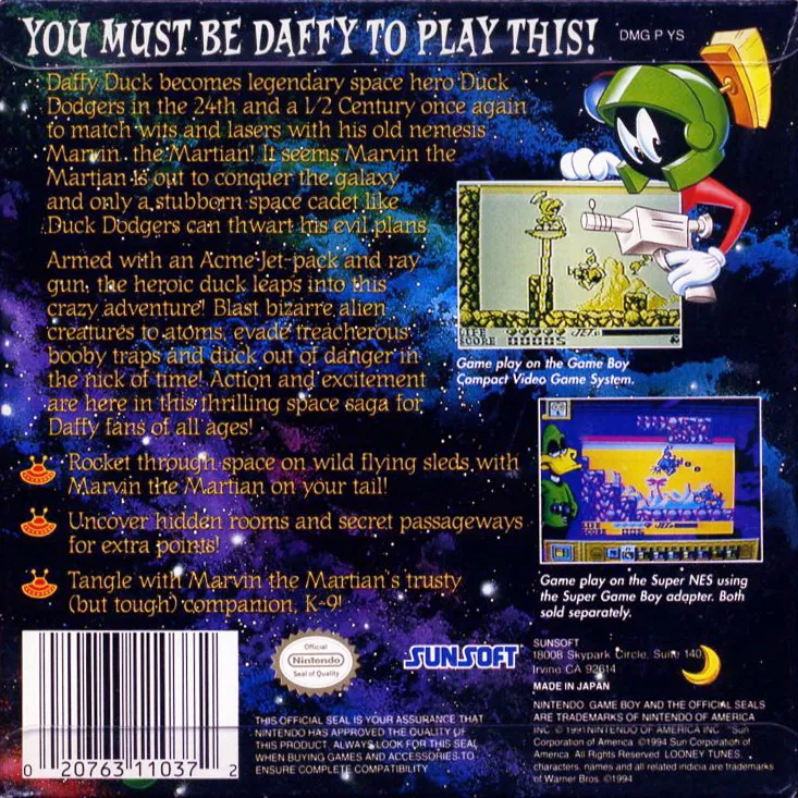 Daffy Duck: The Marvin Missions box back