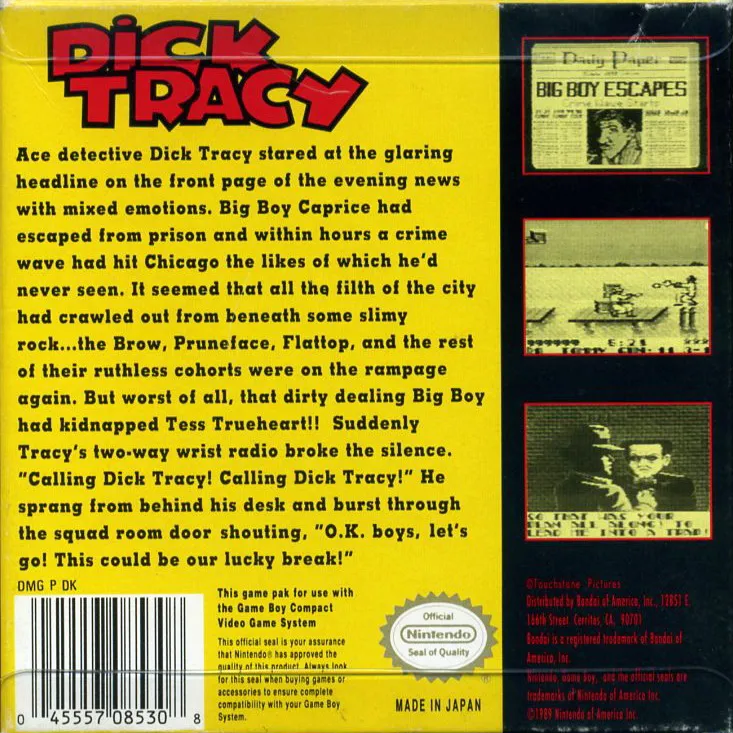 Dick Tracy box back
