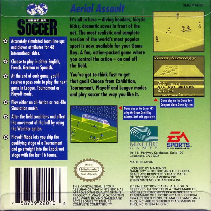 FIFA International Soccer box back