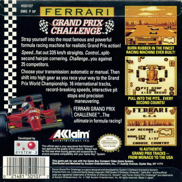 Ferrari Grand Prix Challenge box back