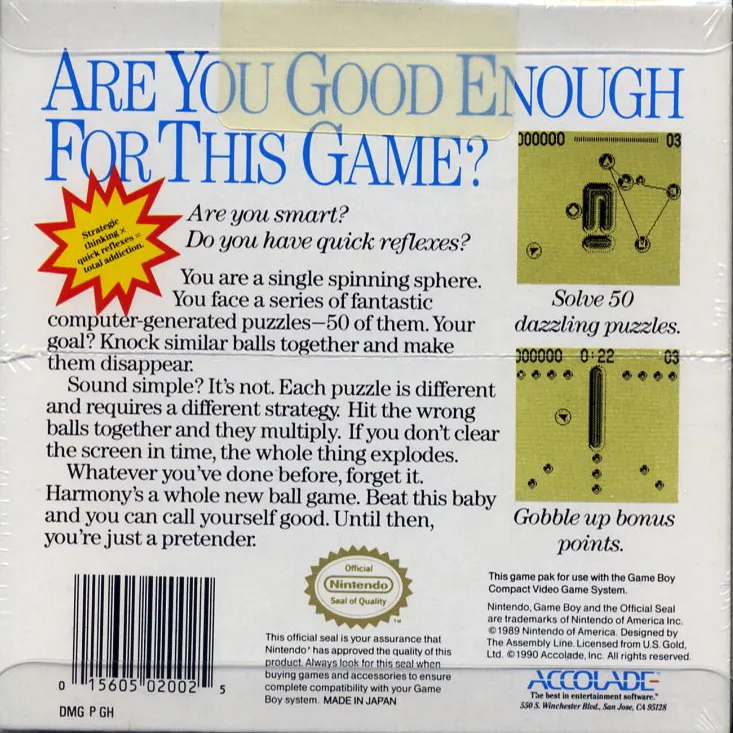 The Game of Harmony box back