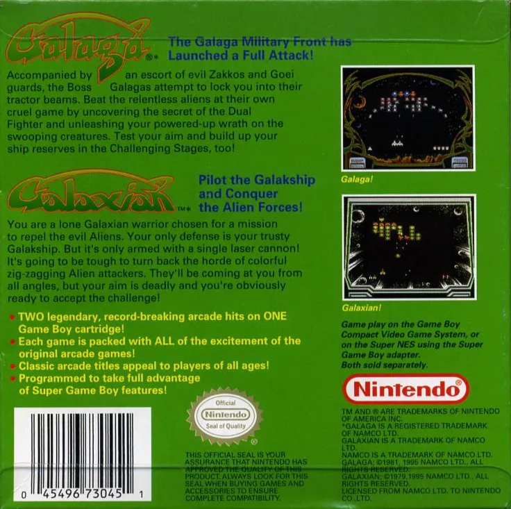 Arcade Classic 3: Galaga/Galaxian box back
