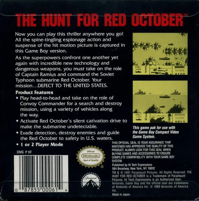 The Hunt for Red October box back