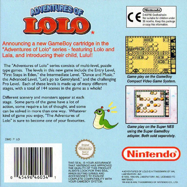 Adventures of Lolo box back