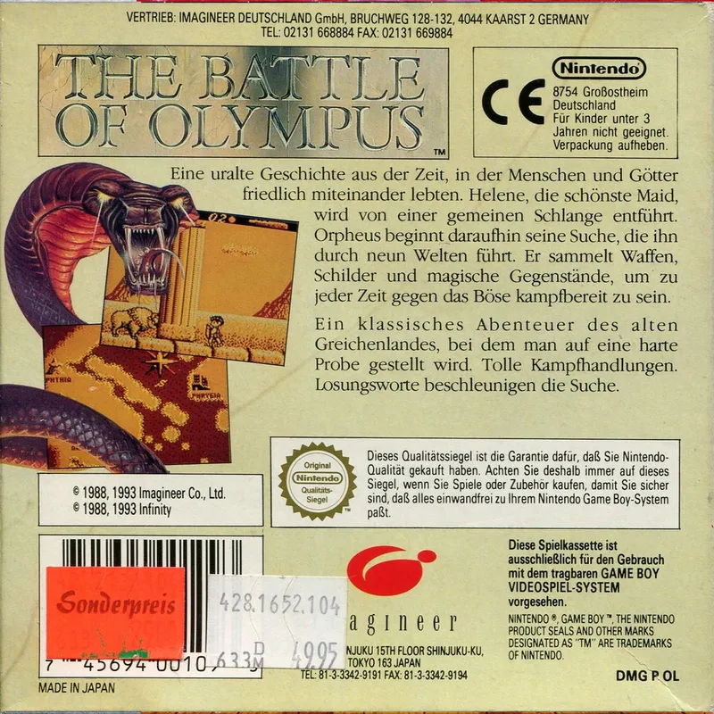 The Battle of Olympus box back