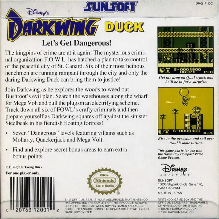 Darkwing Duck box back