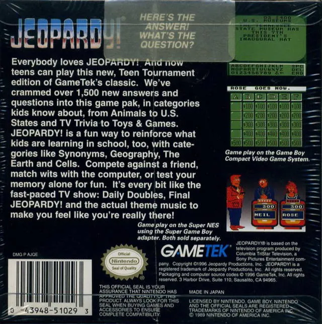 Jeopardy! Teen Tournament box back