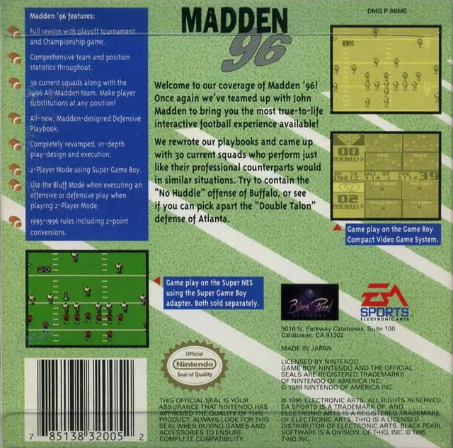 Madden 96 box back
