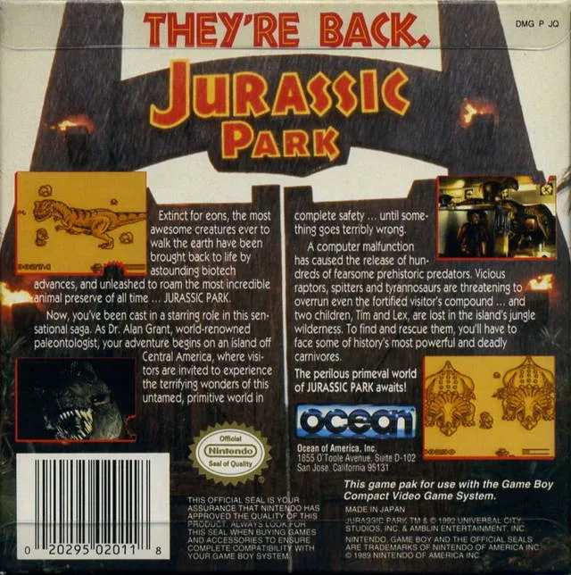 Jurassic Park box back