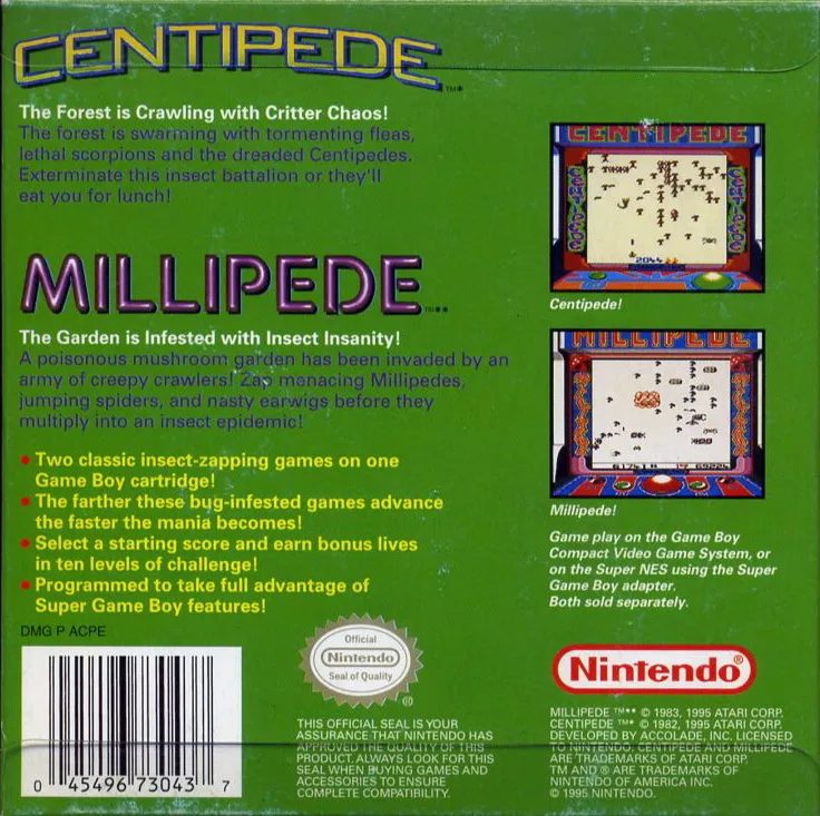 Arcade Classic 2: Centipede/Millipede box back