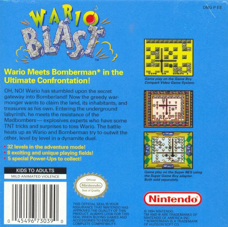 Wario Blast: Featuring Bomberman! box back