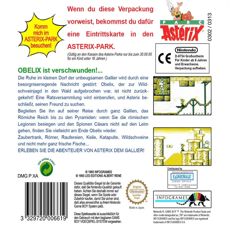 Astérix box back