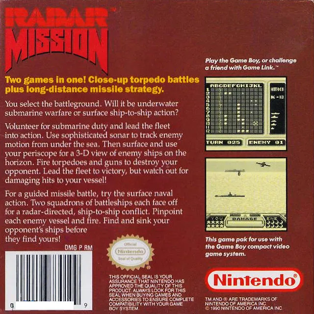 Radar Mission box back