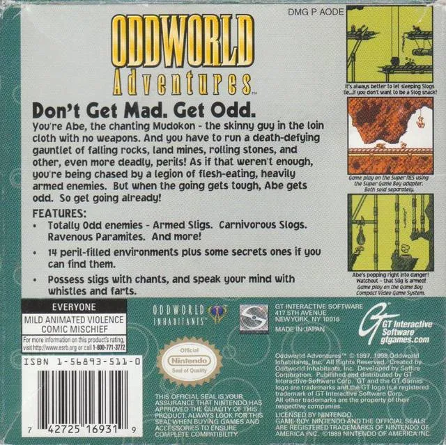 Oddworld Adventures box back