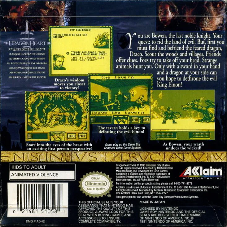 DragonHeart: Fire & Steel box back