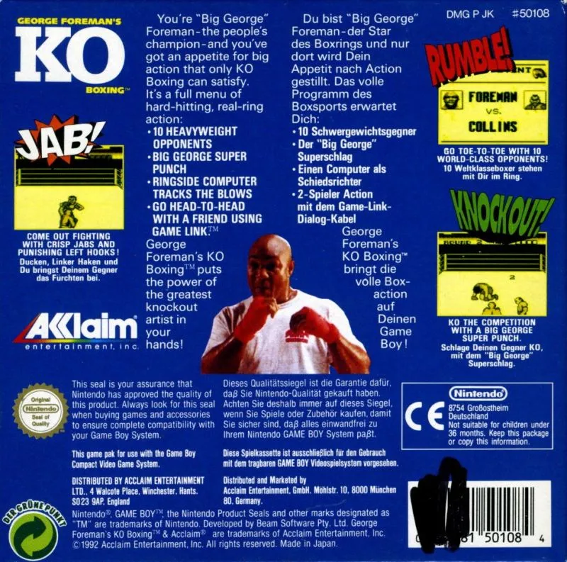 George Foreman's KO Boxing box back