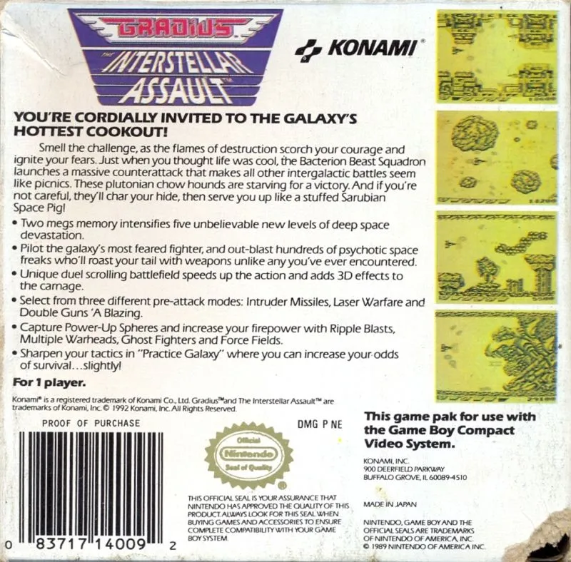 Gradius: The Interstellar Assault box back