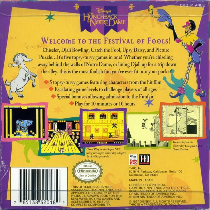 The Hunchback of Notre Dame: 5 Foolishly Fun Topsy Turvy Games box back