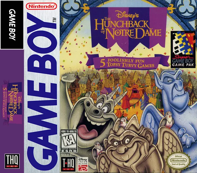 The Hunchback of Notre Dame: 5 Foolishly Fun Topsy Turvy Games cover art for Nintendo Game Boy