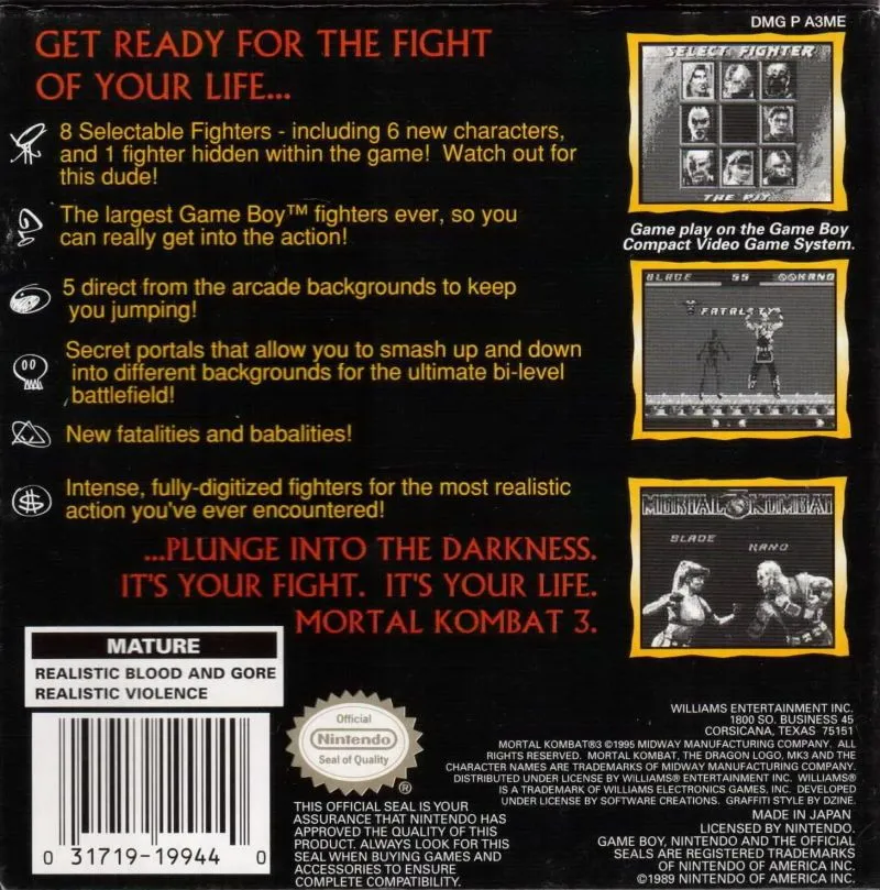 Mortal Kombat 3 box back