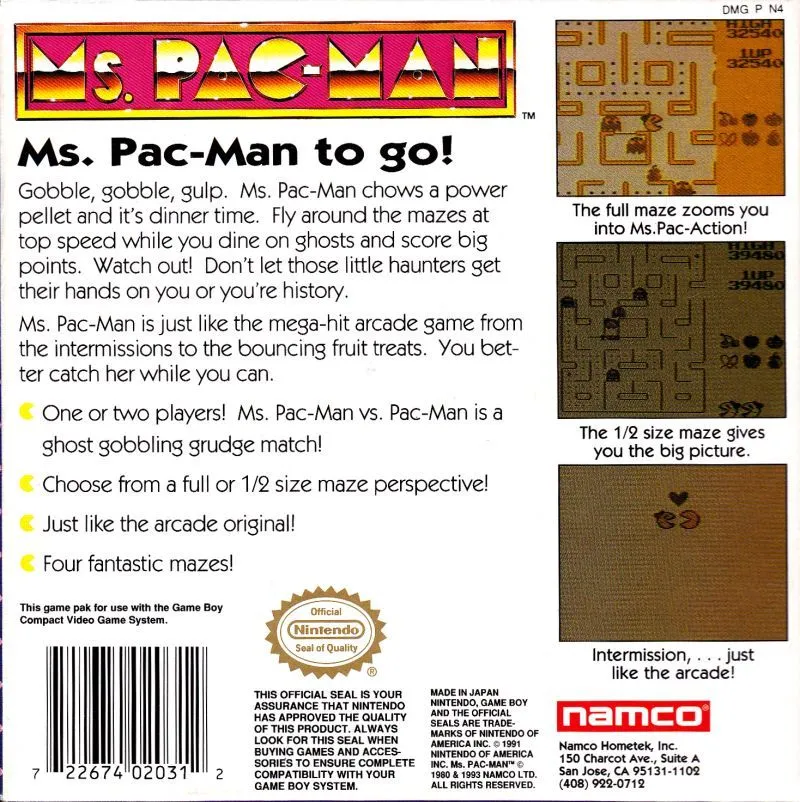 Ms. Pac-Man box back