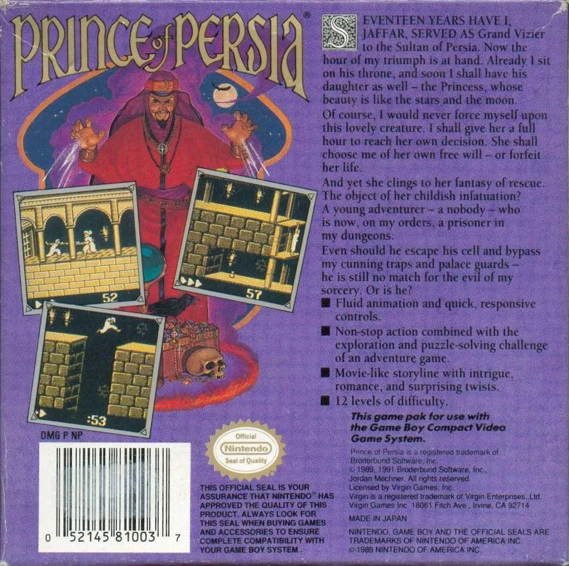 Prince of Persia box back