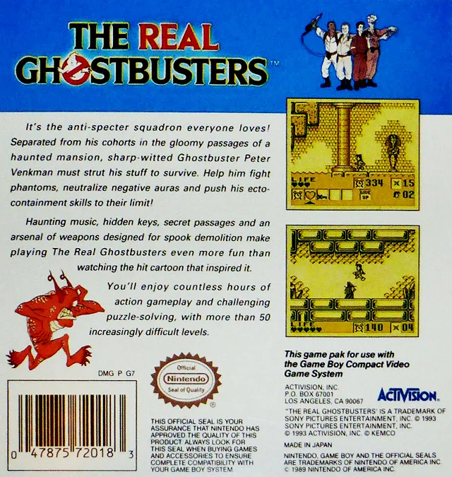 The Real Ghostbusters box back
