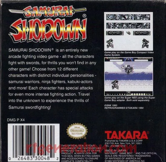 Samurai Shodown box back