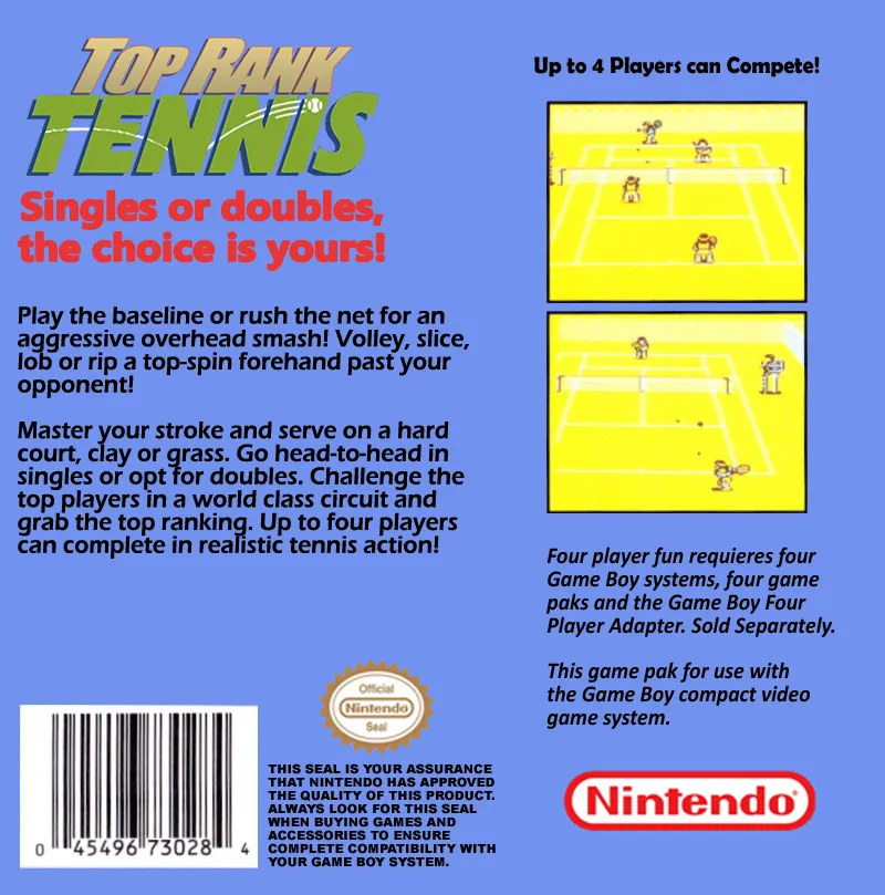 Top Rank Tennis box back