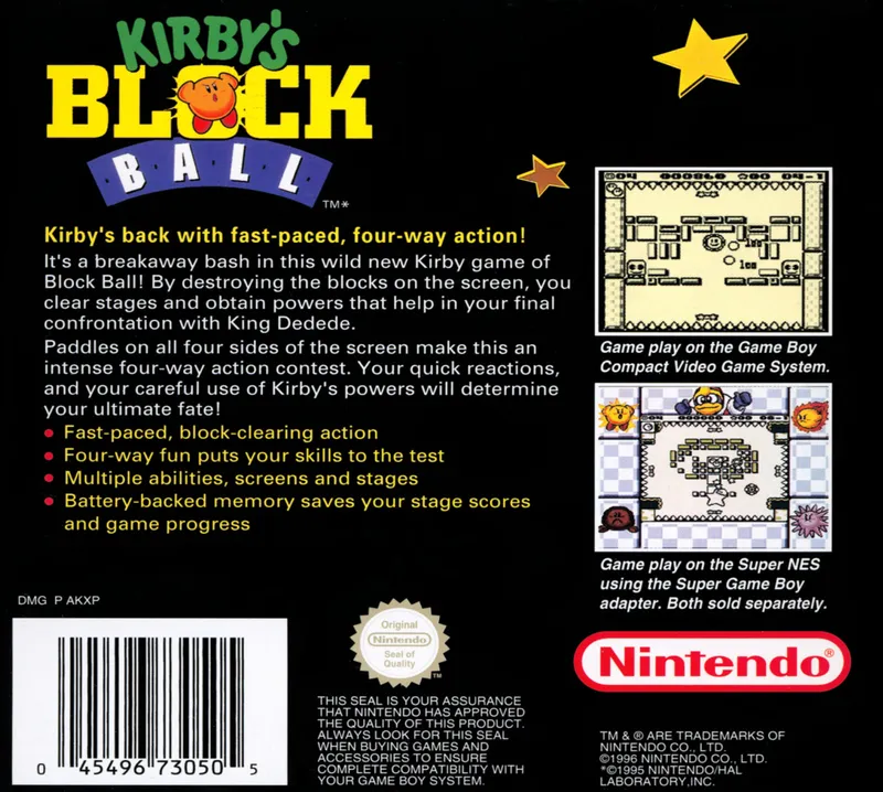 Kirby's Block Ball box back
